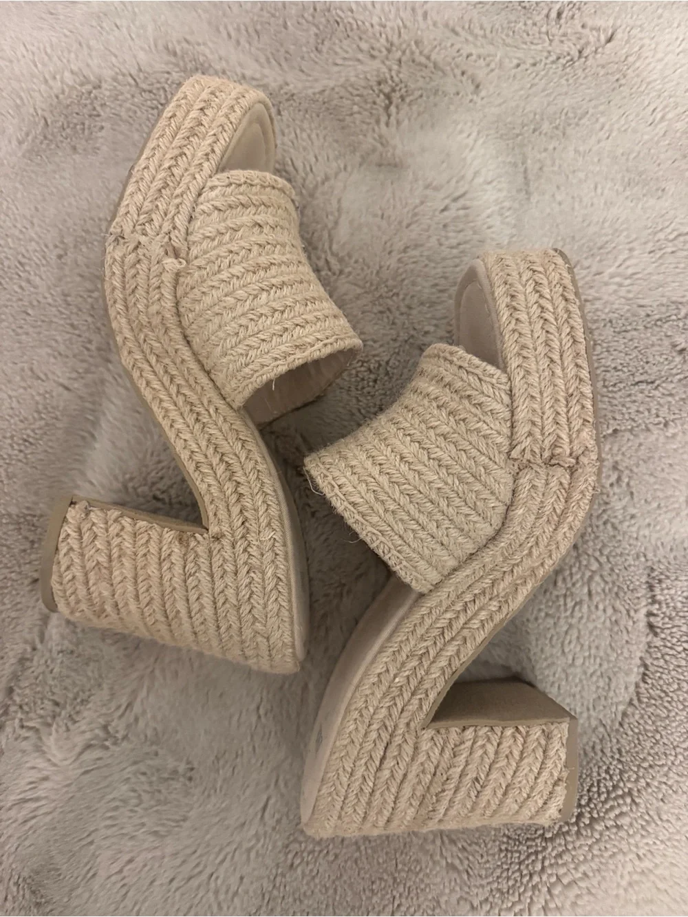 Zara Beige Woven Platform Mule Heels - Women's Slip-On Sandals - Size 7